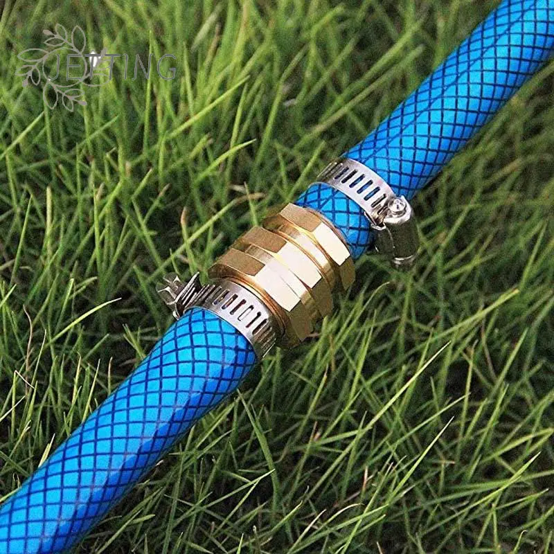 5/8-3/4Inch Garden Hose Repair Mender Aluminum Water Hose Connector Splicer Mender With Stainless Steel Tightening Clamp