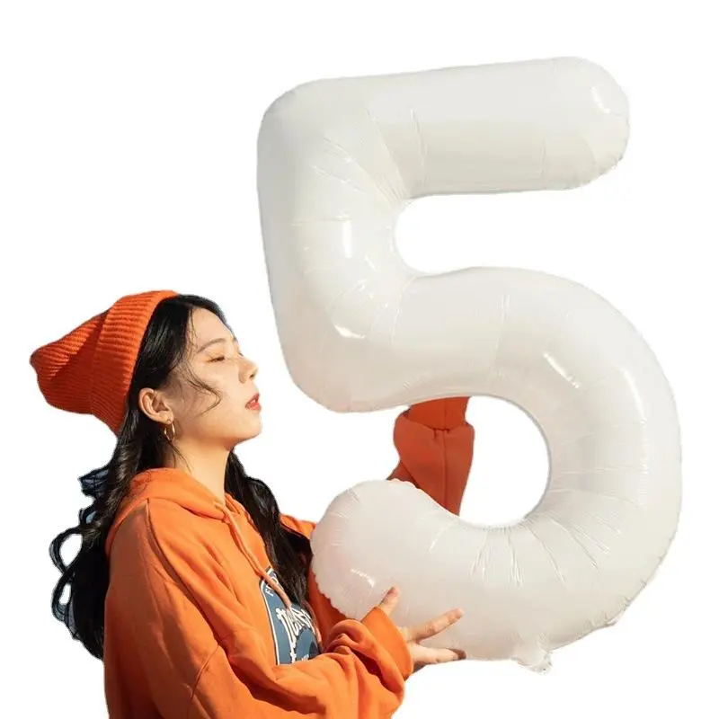 White Aluminum Foil Digital Balloon Birthday Baby Shower Wedding Anniversary Party Decoration