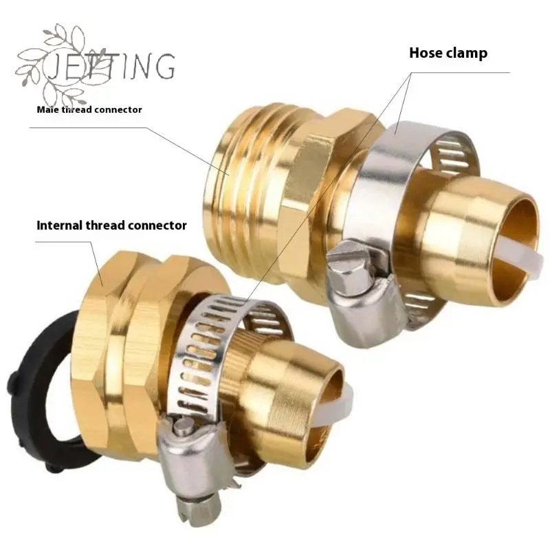 5/8-3/4Inch Garden Hose Repair Mender Aluminum Water Hose Connector Splicer Mender With Stainless Steel Tightening Clamp