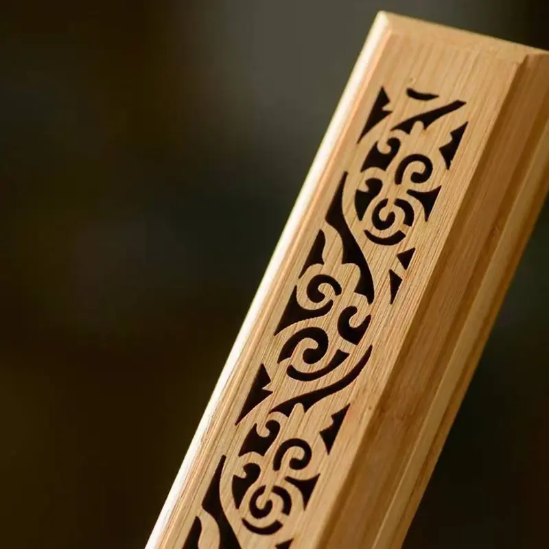 1pc Natural Bamboo Incense Burner With Laying Plate Chinese Aromatherapy Wooden Box For Incense Storage And Burning Decoration