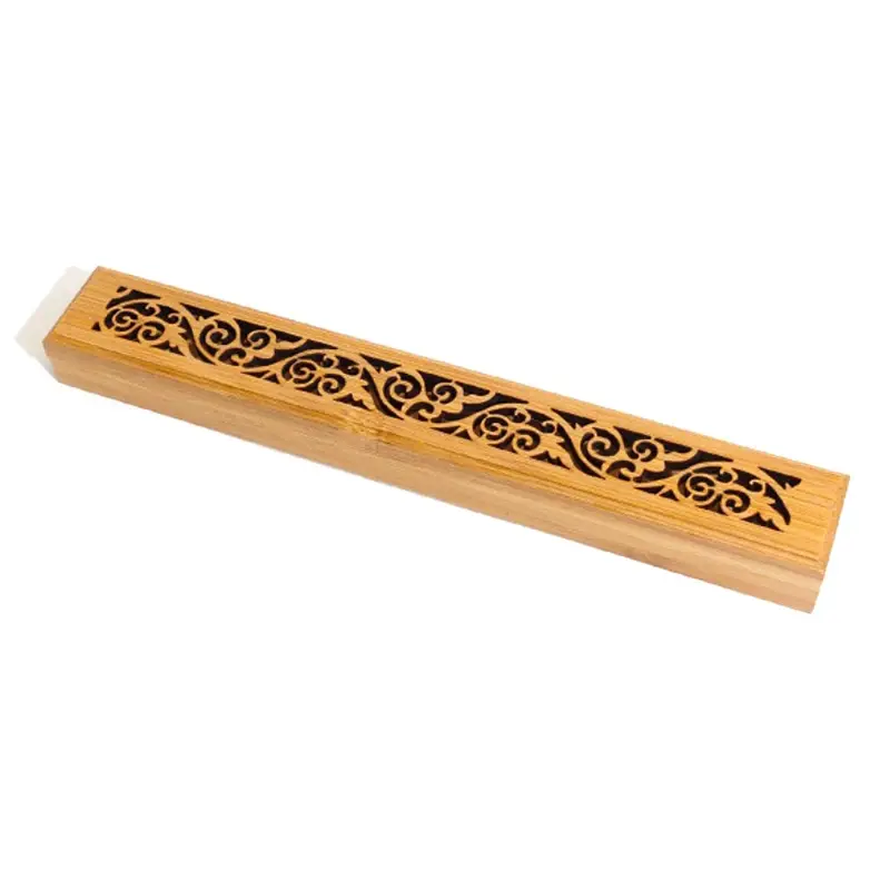 1pc Natural Bamboo Incense Burner With Laying Plate Chinese Aromatherapy Wooden Box For Incense Storage And Burning Decoration