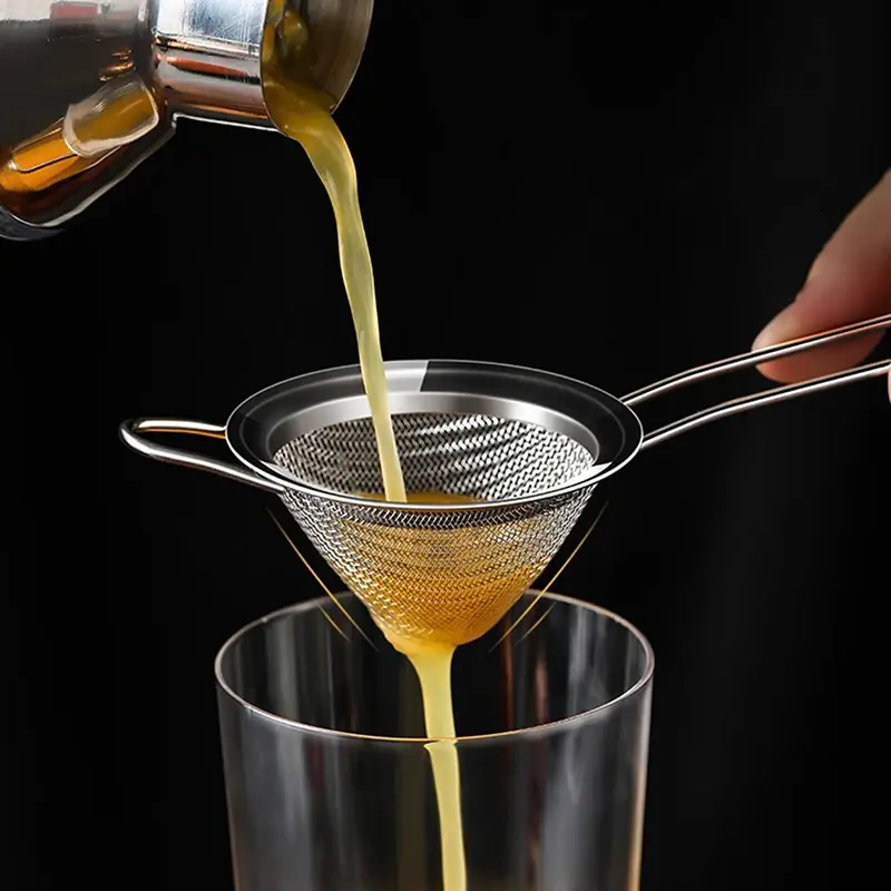 1pcs Cocktail Strainer Stainless Steel Tea Strainers Conical Food Strainers Fine Mesh Strainer Practical Bar Strainer Tool