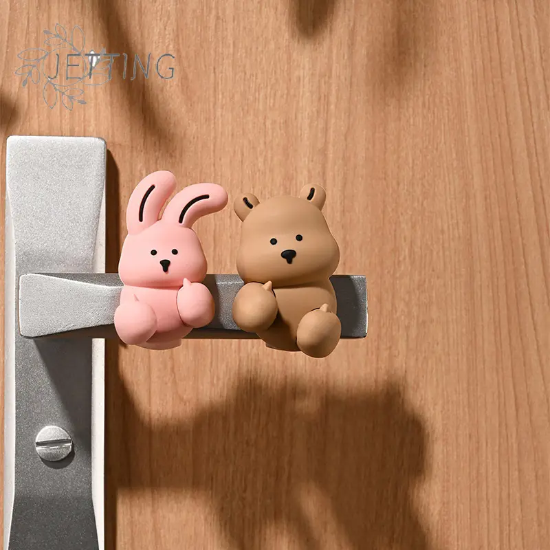 Bear Duck Punch-free Door Anti-collision Pad Room Bathroom Door Handle Silicone Silent Protection Pad Door Handle Cover