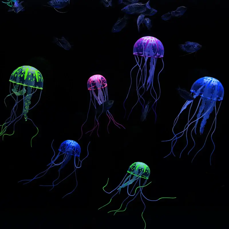 Artificial Glowing Effect Colorful Vivid Jellyfish Fish Tank Aquarium Decor Submarine Ornament Decoration Aquatic Pet