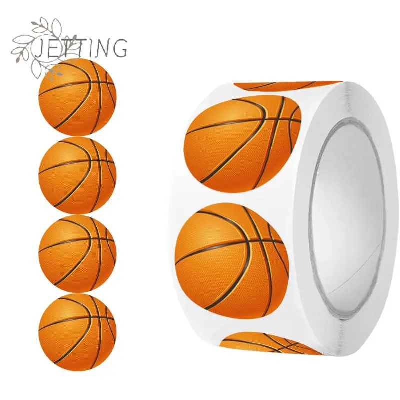 500Pcs/Roll Footballs Soccers Basketball Sport Stickers 2.5cm/1.0'' 16 Designs Decals Diy Adorn Gifts For Various Packaging