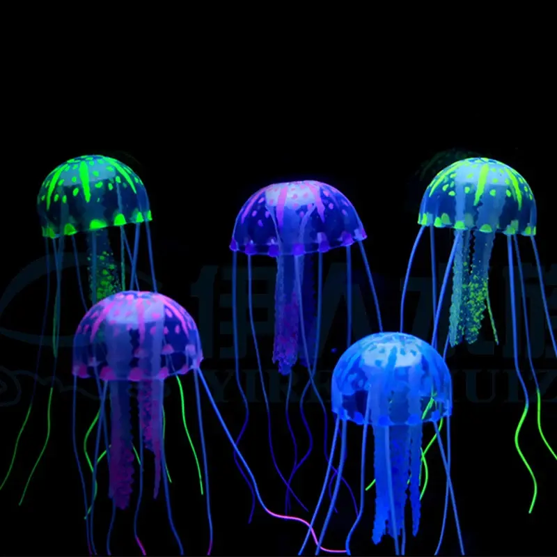 Artificial Glowing Effect Colorful Vivid Jellyfish Fish Tank Aquarium Decor Submarine Ornament Decoration Aquatic Pet