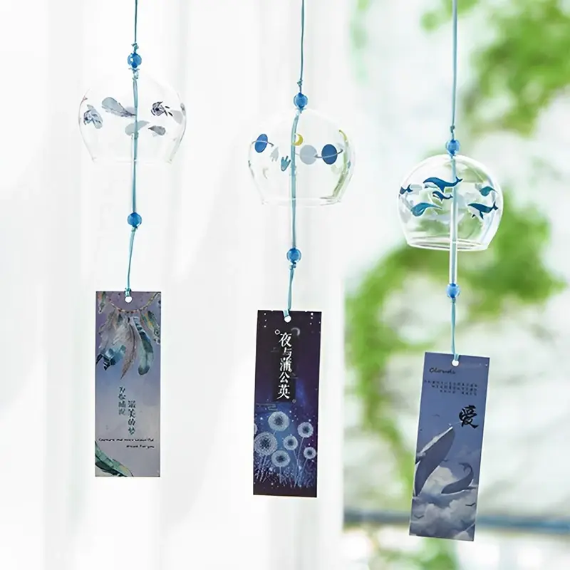 Japanese Wind Bell Japan Wind Chimes Handmade Glass Furin Home Decors Spa Kitchen Office Decor Sakura Cherry Blossom Pattern