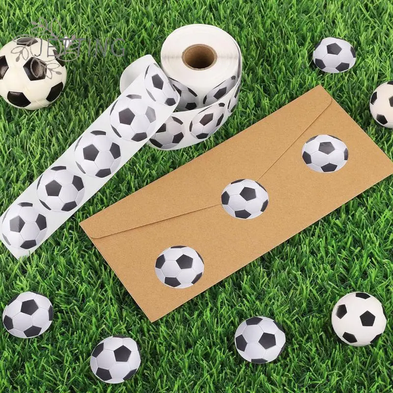 500Pcs/Roll Footballs Soccers Basketball Sport Stickers 2.5cm/1.0'' 16 Designs Decals Diy Adorn Gifts For Various Packaging
