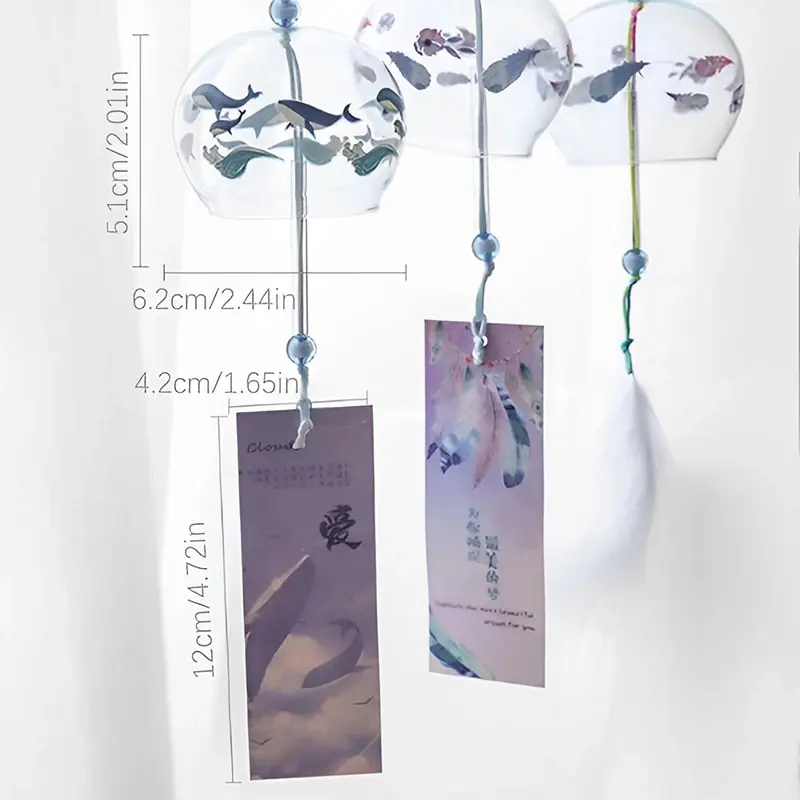 Japanese Wind Bell Japan Wind Chimes Handmade Glass Furin Home Decors Spa Kitchen Office Decor Sakura Cherry Blossom Pattern