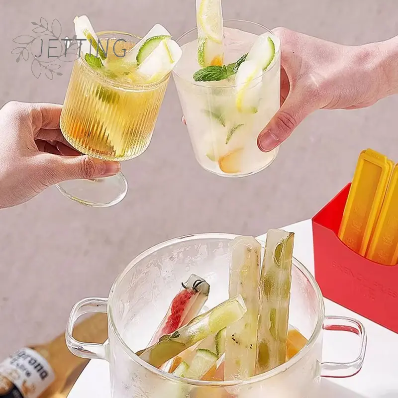 1Sets French Fries Ice Mold Long Bar Silicone Tray For Freezer Homemade Ice Sticks Cocktail Maker BPA Free Kitchen Tools