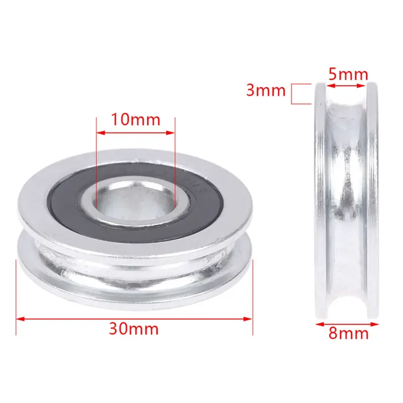 1pc 10*30*8mm U-groove Bearing Pulley With Grooved Non-Standard Concave Wheel Guide Wheel For 5mm Diameter Wire Pope/Track