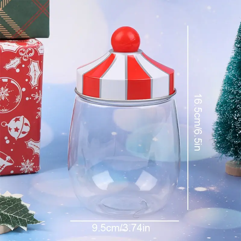 Christmas Transparent Storage Jar Gift Jar W/Lid For Storing Nuts Candy Biscuit Gifts Packing Case New Year Xmas Decoration