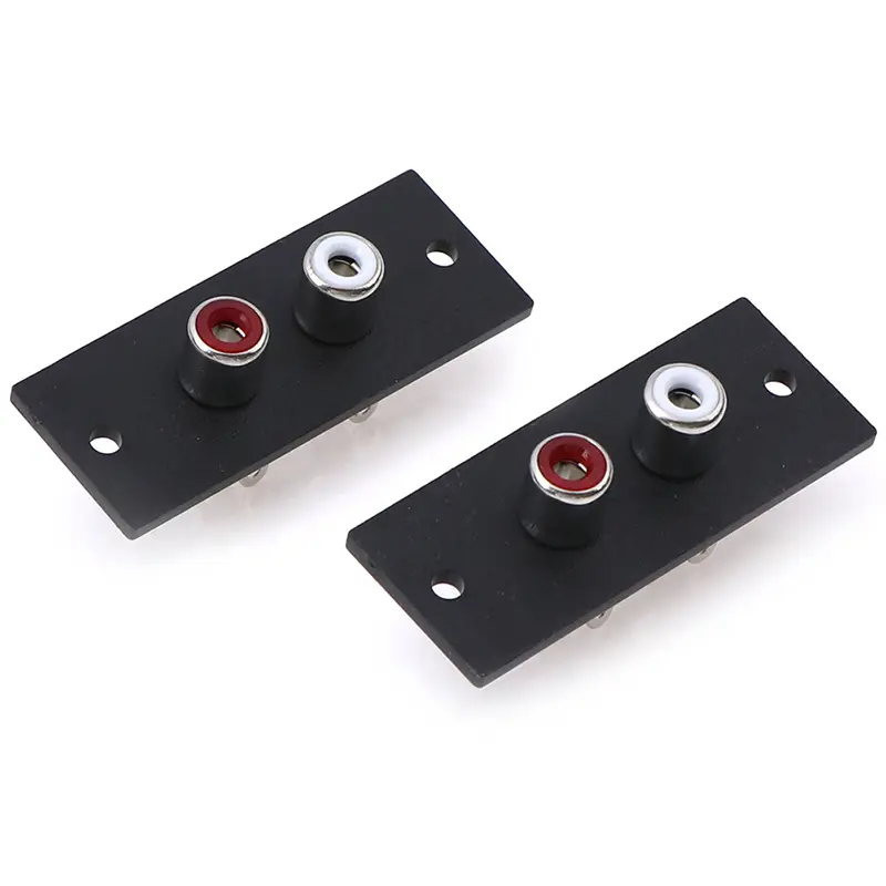 2pcs 2 Way Copper Core RCA Terminal Wall Panel Plate Input Phono Chassis Socket Audio AV Adapter