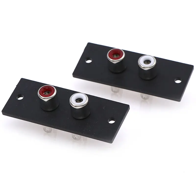 2pcs 2 Way Copper Core RCA Terminal Wall Panel Plate Input Phono Chassis Socket Audio AV Adapter