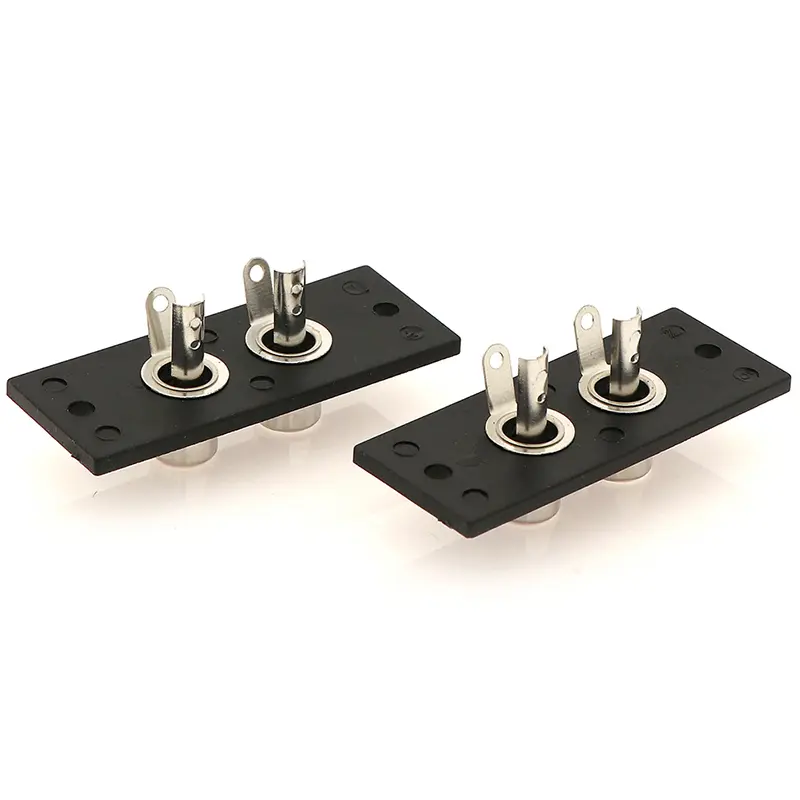 2pcs 2 Way Copper Core RCA Terminal Wall Panel Plate Input Phono Chassis Socket Audio AV Adapter