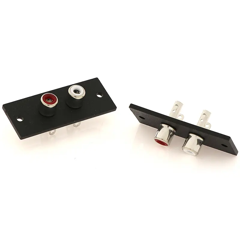 2pcs 2 Way Copper Core RCA Terminal Wall Panel Plate Input Phono Chassis Socket Audio AV Adapter