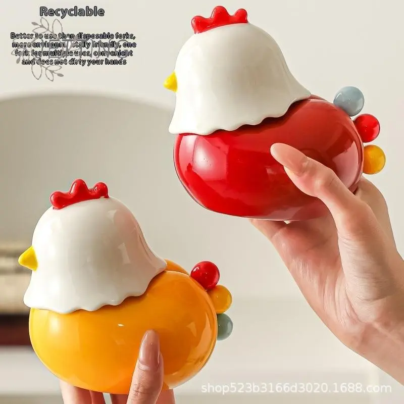 Chicken Toothpick Box Rustproof Anti-scald Dessert Salad Fork Decorative Fork Toothpick With Holder