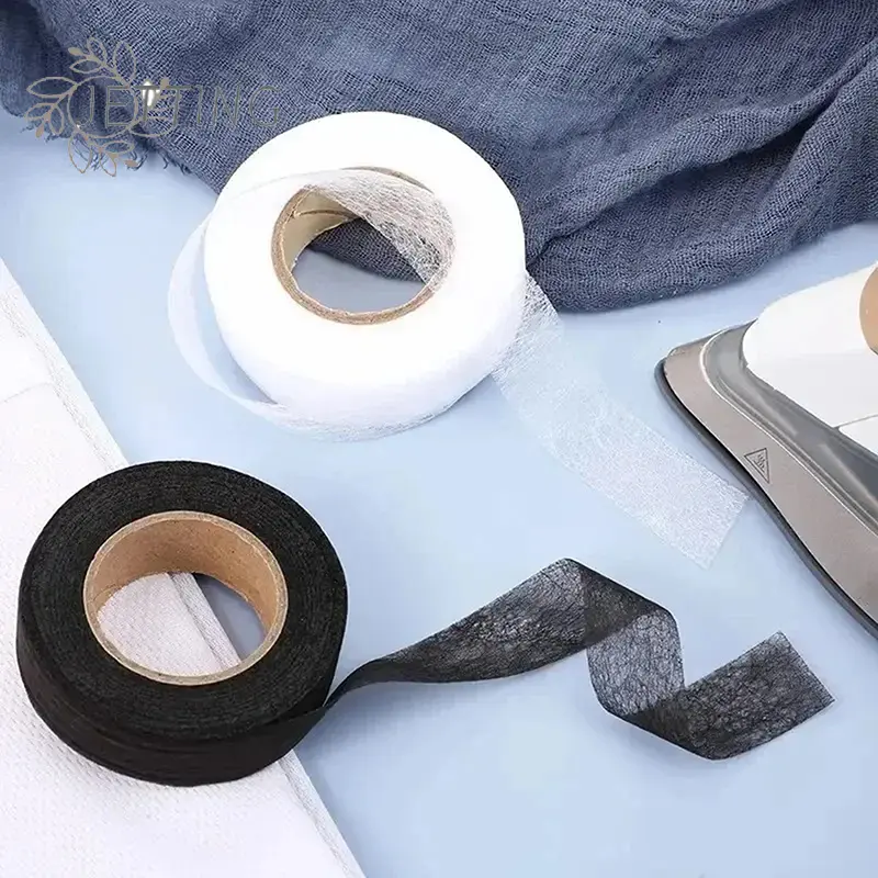 Black White Double-sided Interlining Adhesive Fabric Clothes Iron On Hem Tape Interlining Web DIY Sewing Patchwork Acces