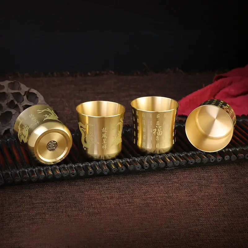 Tea Cups Tea Mug Brass Homeware China Antique Bar Drinkware Ancient Teacup for Drink Tea Coffee Tabletop Home Office Decor