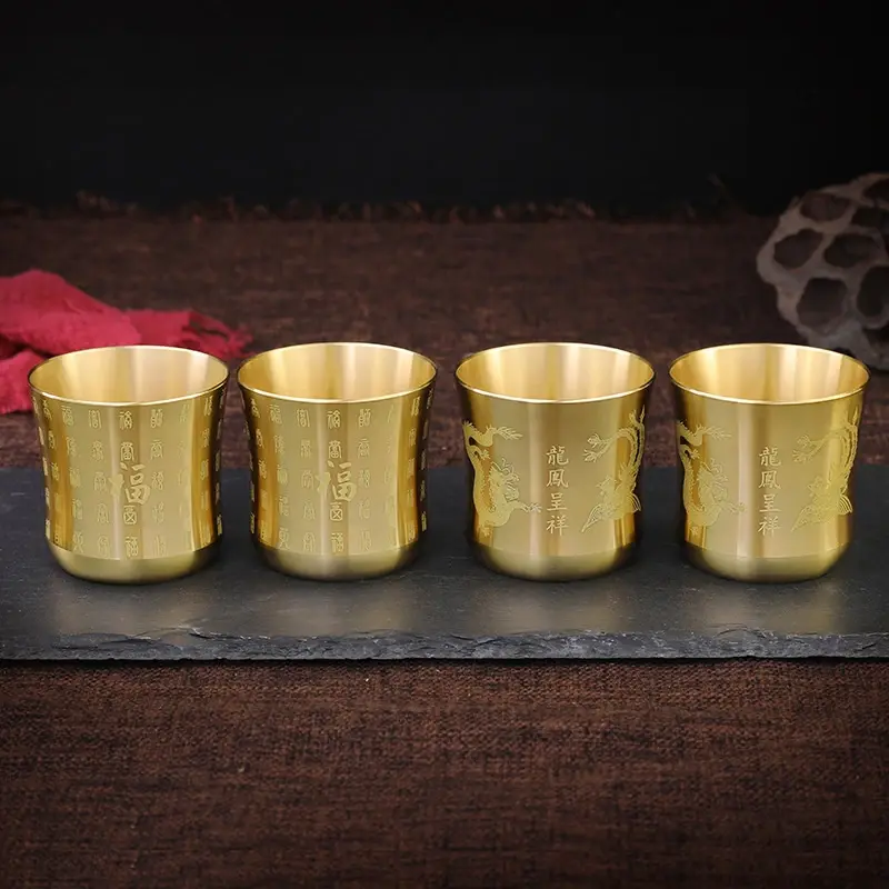 Tea Cups Tea Mug Brass Homeware China Antique Bar Drinkware Ancient Teacup for Drink Tea Coffee Tabletop Home Office Decor