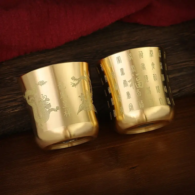 Tea Cups Tea Mug Brass Homeware China Antique Bar Drinkware Ancient Teacup for Drink Tea Coffee Tabletop Home Office Decor