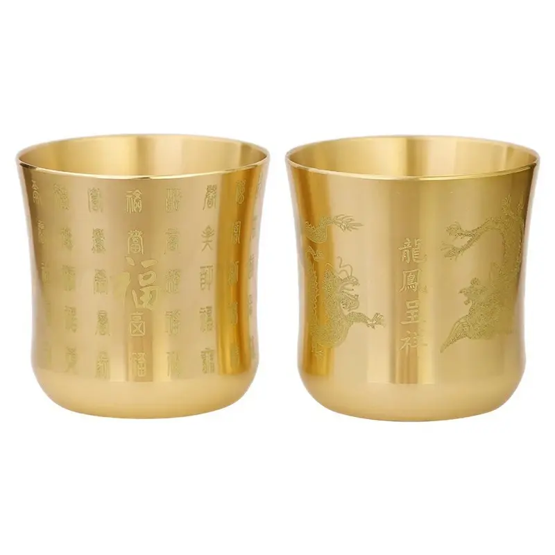 Tea Cups Tea Mug Brass Homeware China Antique Bar Drinkware Ancient Teacup for Drink Tea Coffee Tabletop Home Office Decor