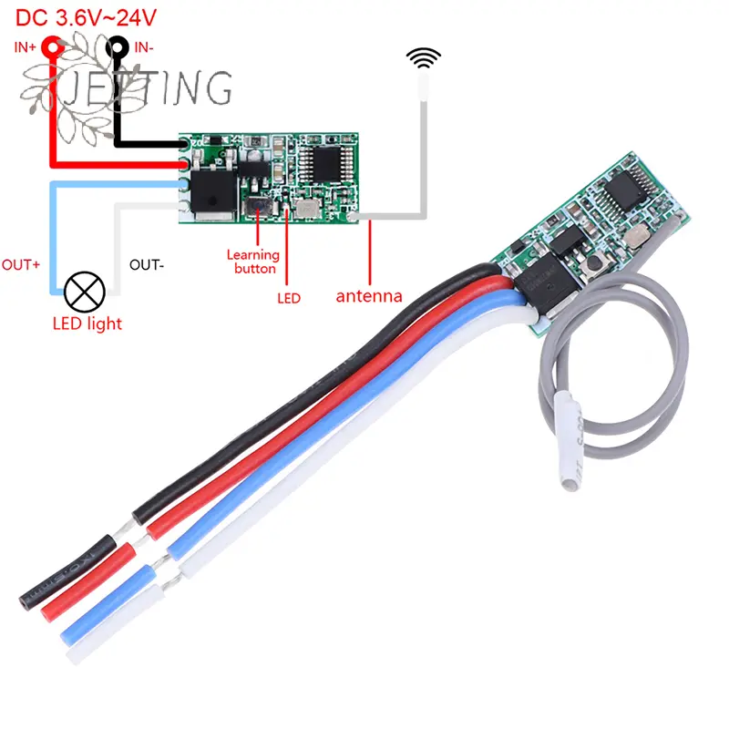 1pc Hot 433 Mhz 1CH RF Relay Receiver Universal Wireless Remote Control Switch 1 CH RF LED Light Controller DC 3.6V-24V DIY