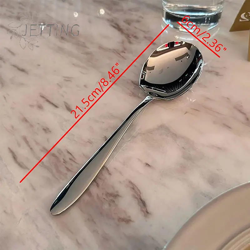 Big Head Round Spoon Stainless Steel Net Red Golden Dinner Long Handle Stirring Dessert Spoons For Kitchen Accessories Gadgets