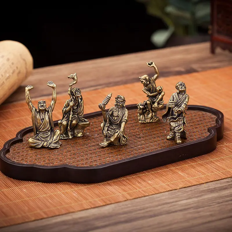 Eighteen Arhats Miniature Retro Mini Buddha Decoration Study Office Home Decoration Brass Statue Crafts