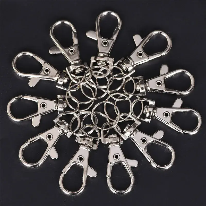 10 Pcs/lot DIY Craft Lobster Clasp Swivel Trigger Dog Buckle Dog Buckle Metal Carabiner Clip Keyring Key Hooks Retaining Rings