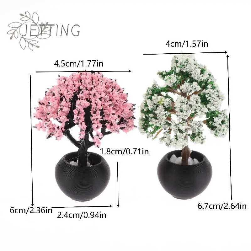 2Pcs 1/12 Dollhouse Simulation Flower Pot Model Doll Home Miniature Potted Plants Garden Ornament Micro Scene Decoration Toy