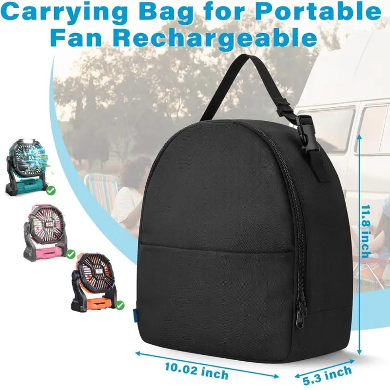 Pouch Anti-Drop Cooling Fan Storage Case Small Tool Electronics Protective Case Zippered Pouch With Adjustable Handle For Tools