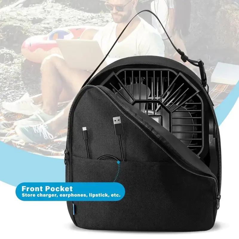 Pouch Anti-Drop Cooling Fan Storage Case Small Tool Electronics Protective Case Zippered Pouch With Adjustable Handle For Tools