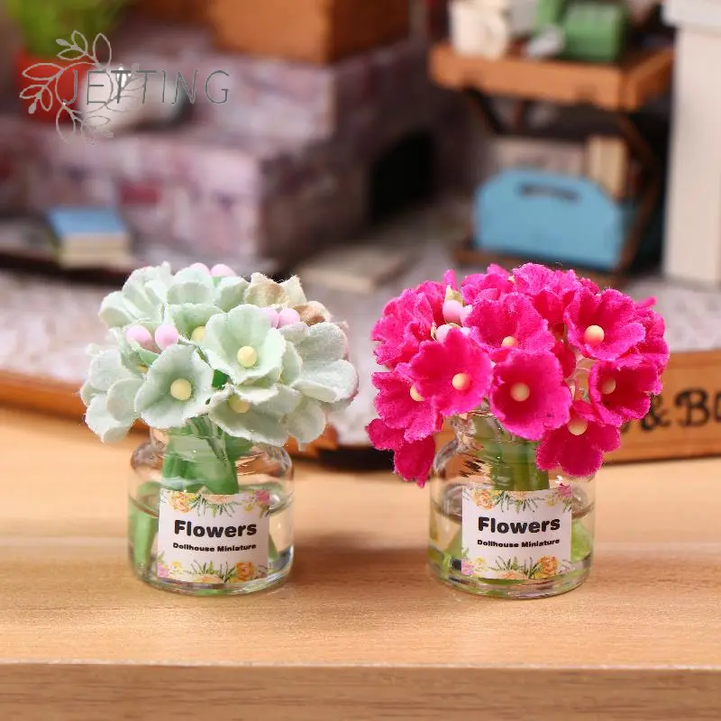 1/12 Dollhouse Flower Miniature Flower Vase Model Doll Home Potted Plants Decor Toy Micro Landscape Plant Ornament Toy