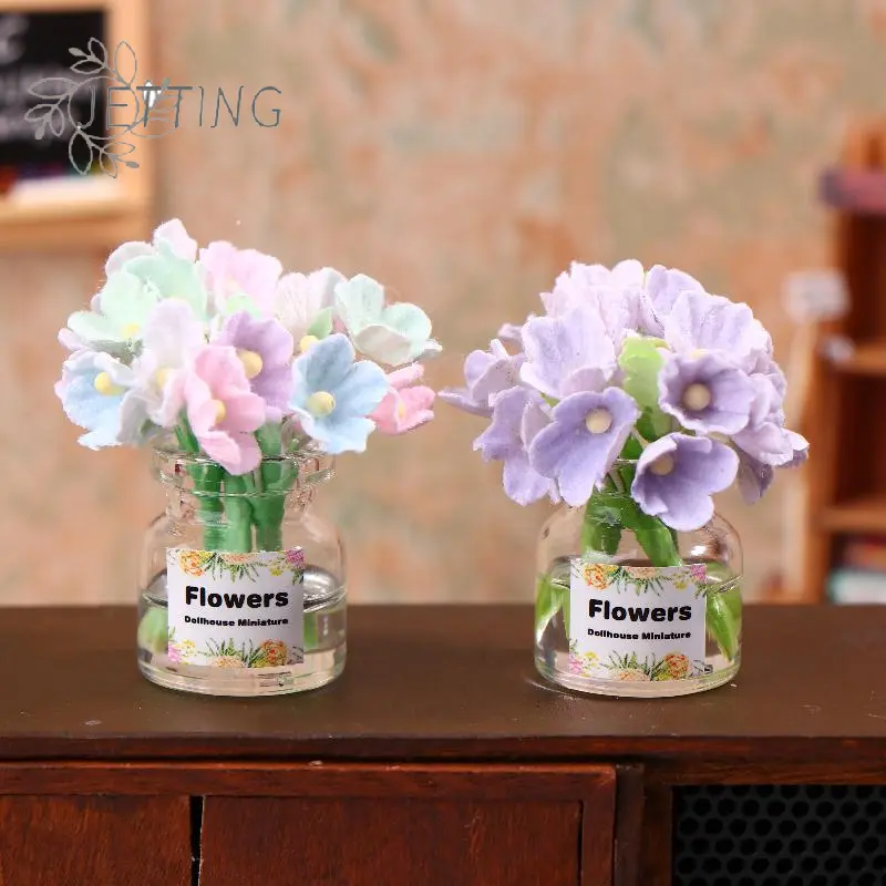 1/12 Dollhouse Flower Miniature Flower Vase Model Doll Home Potted Plants Decor Toy Micro Landscape Plant Ornament Toy