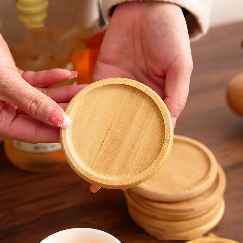 Round Walnut Wood Coaster Durable Stand Mug Tea Coffee Cup Pad Heat Resistant Beech Wood Coaster Table Tableware Decor