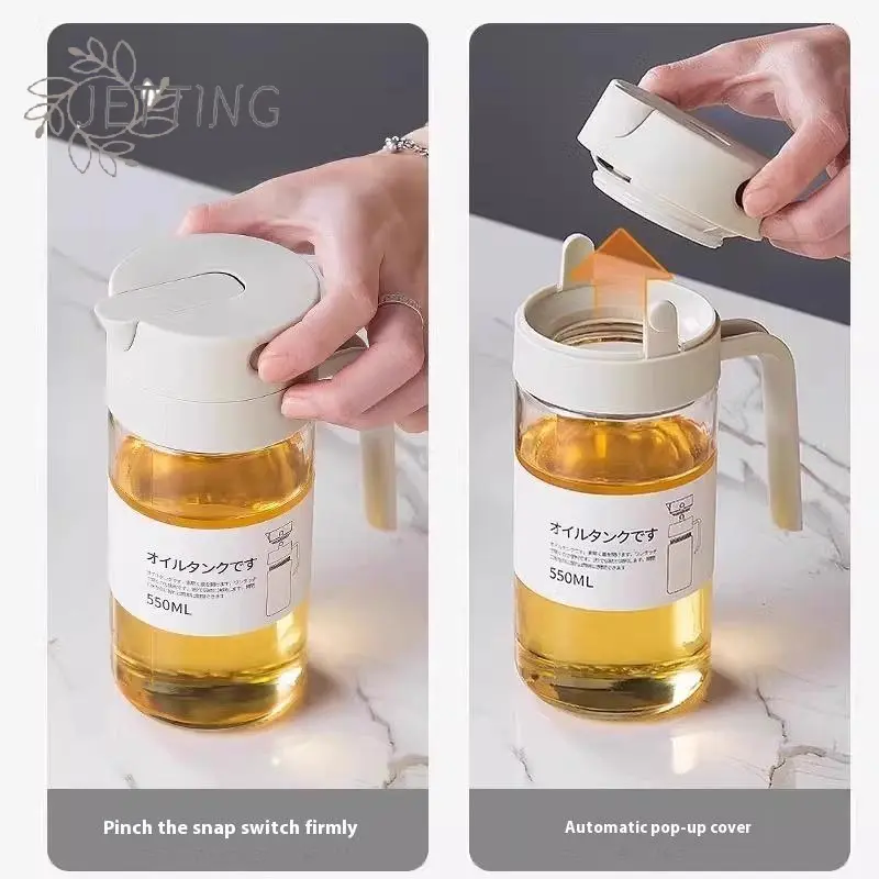 550ML Portable Kitchen Glass Olive Oil Dispenser Large-capacity Oil Can For Cooking Oil Spices Camping Dispenser