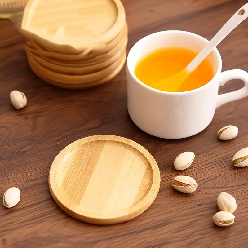 Round Walnut Wood Coaster Durable Stand Mug Tea Coffee Cup Pad Heat Resistant Beech Wood Coaster Table Tableware Decor