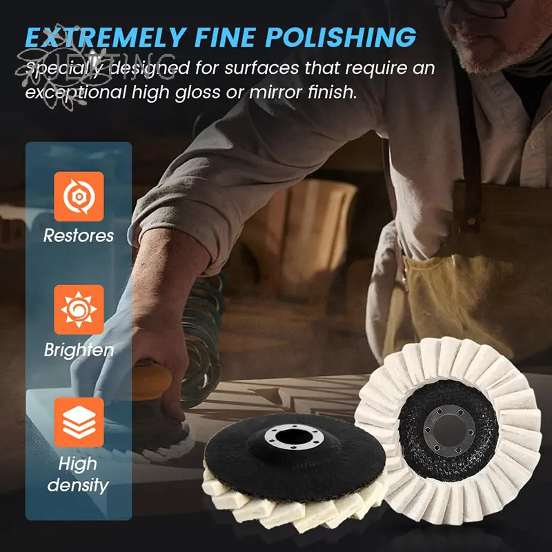 2PCS Wool Felt Flap Polishing Disc Wool Polishing Wheel Disc Buffing Pad Premium Felt Polishing Pads For Metal Marble Stone