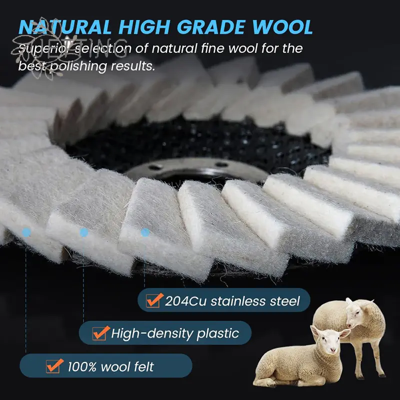2PCS Wool Felt Flap Polishing Disc Wool Polishing Wheel Disc Buffing Pad Premium Felt Polishing Pads For Metal Marble Stone