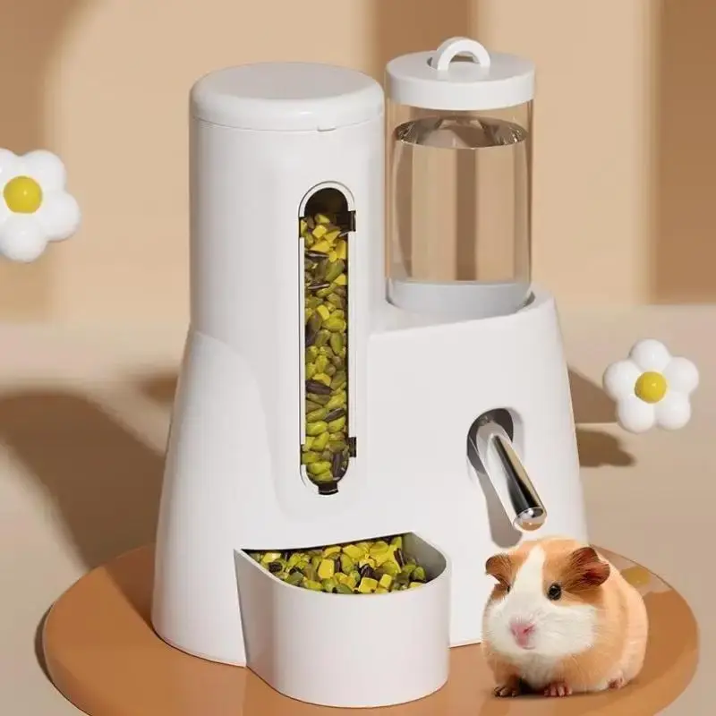 2In1 Hamster Feeder And Waterer Large Capacity Leakproof Automatic Feeder Food Water Dispenser Leak Proof Food Feeding Supplies