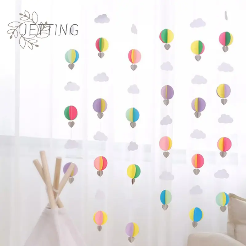 3D Clouds Love Hot Air Balloon Paper String Garland Banner Birthday Baby Shower Party Wall Background Hanging Wedding Decoration
