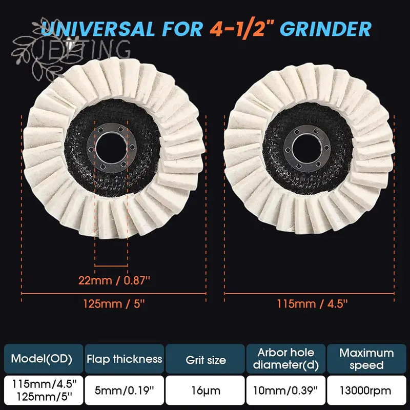 2PCS Wool Felt Flap Polishing Disc Wool Polishing Wheel Disc Buffing Pad Premium Felt Polishing Pads For Metal Marble Stone