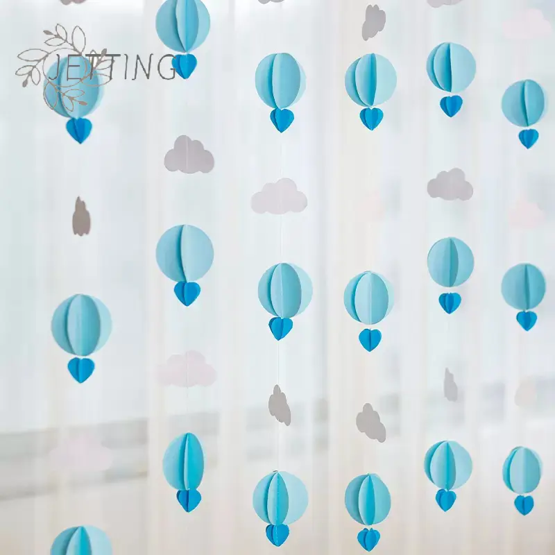 3D Clouds Love Hot Air Balloon Paper String Garland Banner Birthday Baby Shower Party Wall Background Hanging Wedding Decoration