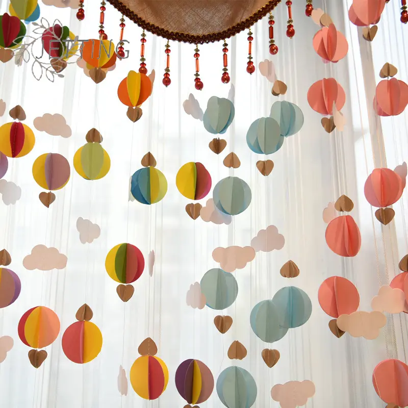 3D Clouds Love Hot Air Balloon Paper String Garland Banner Birthday Baby Shower Party Wall Background Hanging Wedding Decoration