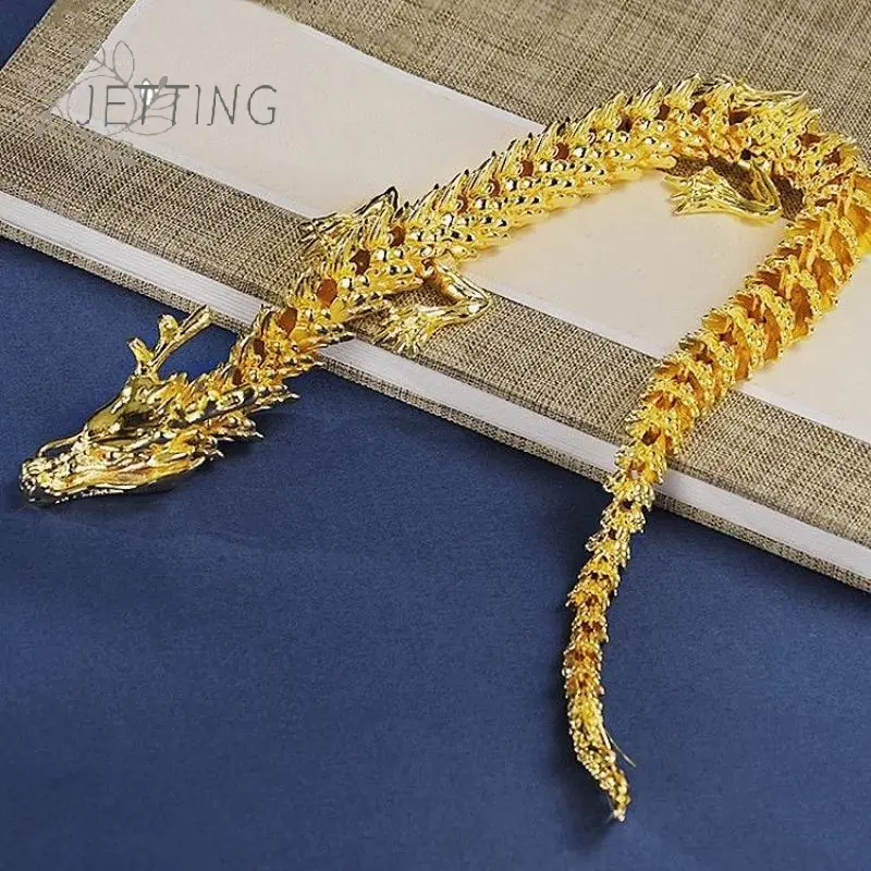 Alloy Five Claw Golden Dragon Ornaments Can Move Chinese Loong Handlebars Home Office Desktop Decorations