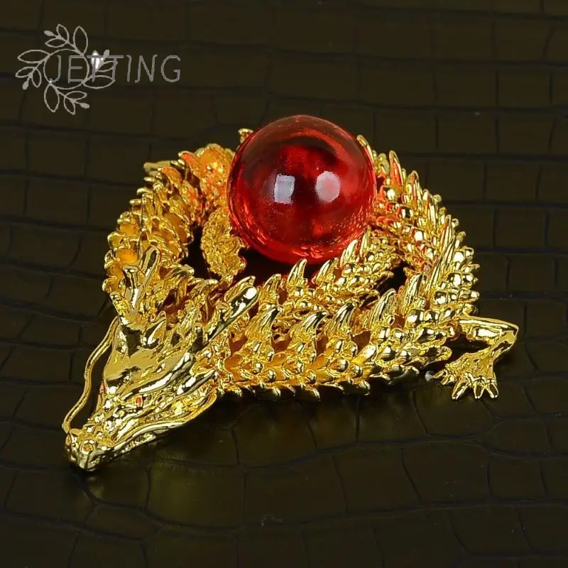 Alloy Five Claw Golden Dragon Ornaments Can Move Chinese Loong Handlebars Home Office Desktop Decorations