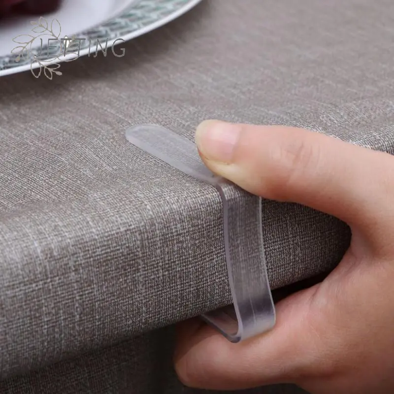 10pcs Tablecloth Transparent Anti Slip Clip Fixing Buckle Household Table Corner Tablecloth Clip Fixing Device Plastic Buckle
