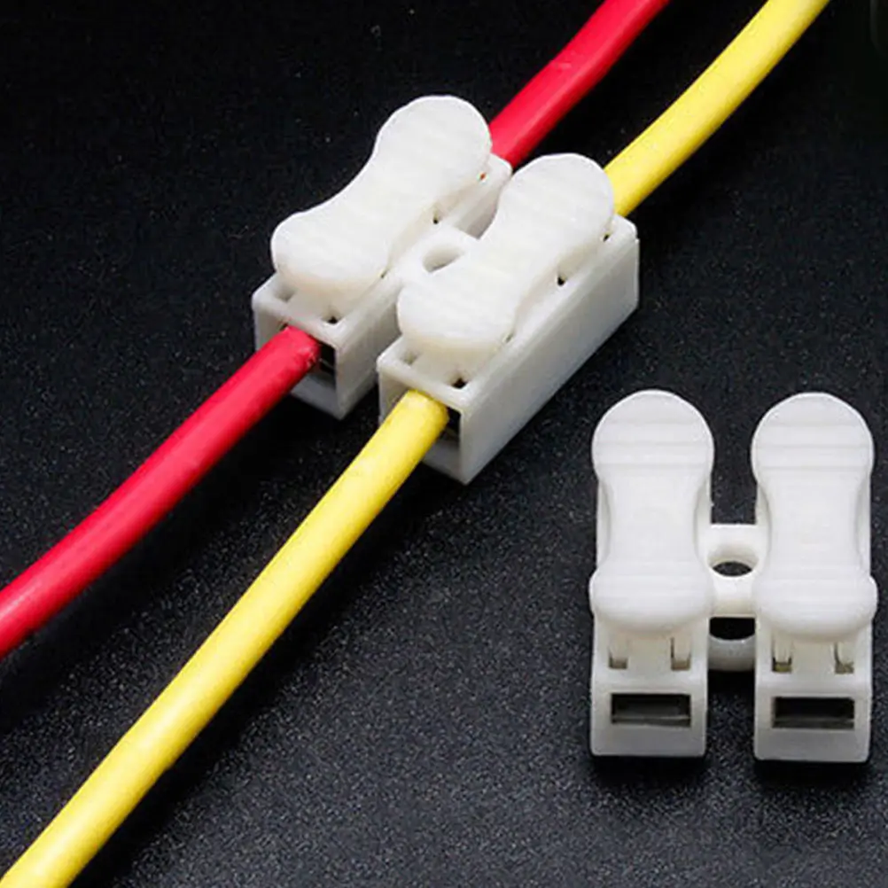 20pcs 2 Pins Electrical Cable Connectors CH2 Quick Splice Lock Wire Terminals Lamp Connection