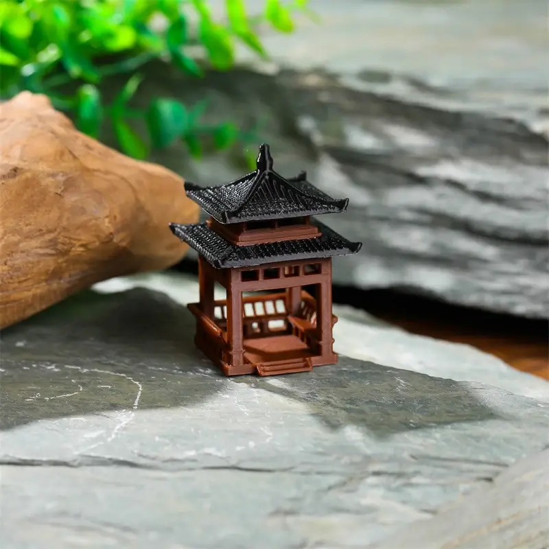 Mini Garden Balcony Architectural Sculpture Ornament Pagoda Statue  Bonsai Gazebo Landscape Tiny Hexagonal Pavilion Figurine